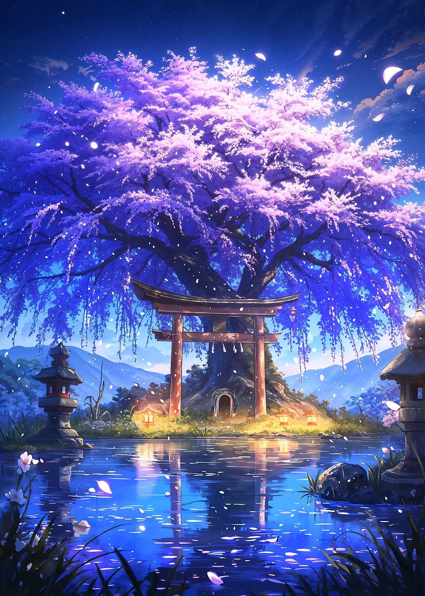 Mystical Sakura Portal — from the Soul Of Japan collection, a Pixaverse metal print