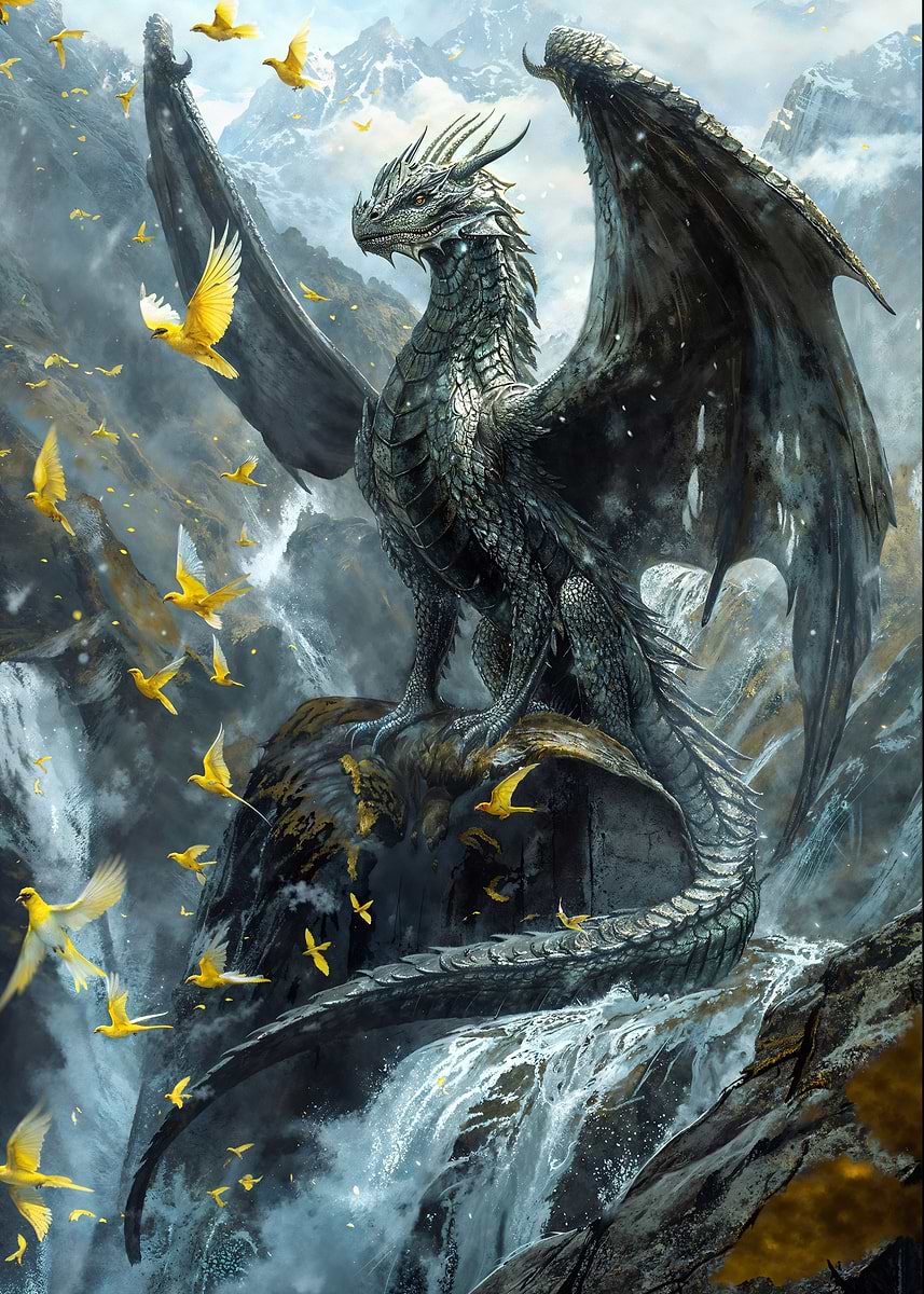 Black Dragon Sovereign — from the Dragons Lair collection, a Pixaverse metal print