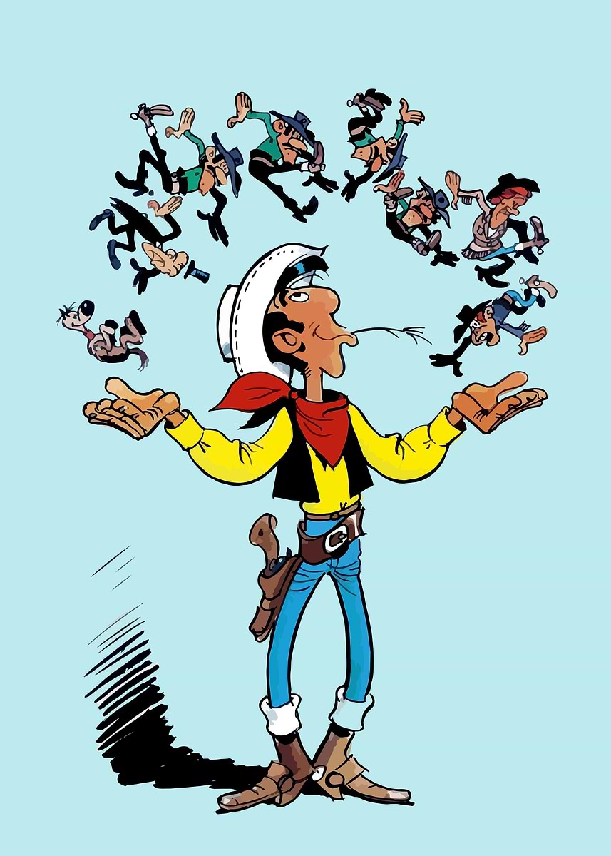 lucky luke enemies' Poster, picture, metal print, paint by Olgan