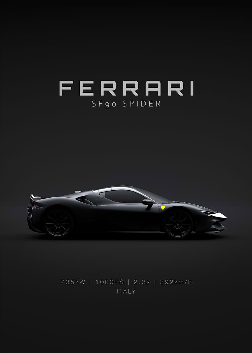 2021 Ferrari SF90 Spider' Poster, picture, metal print, paint by