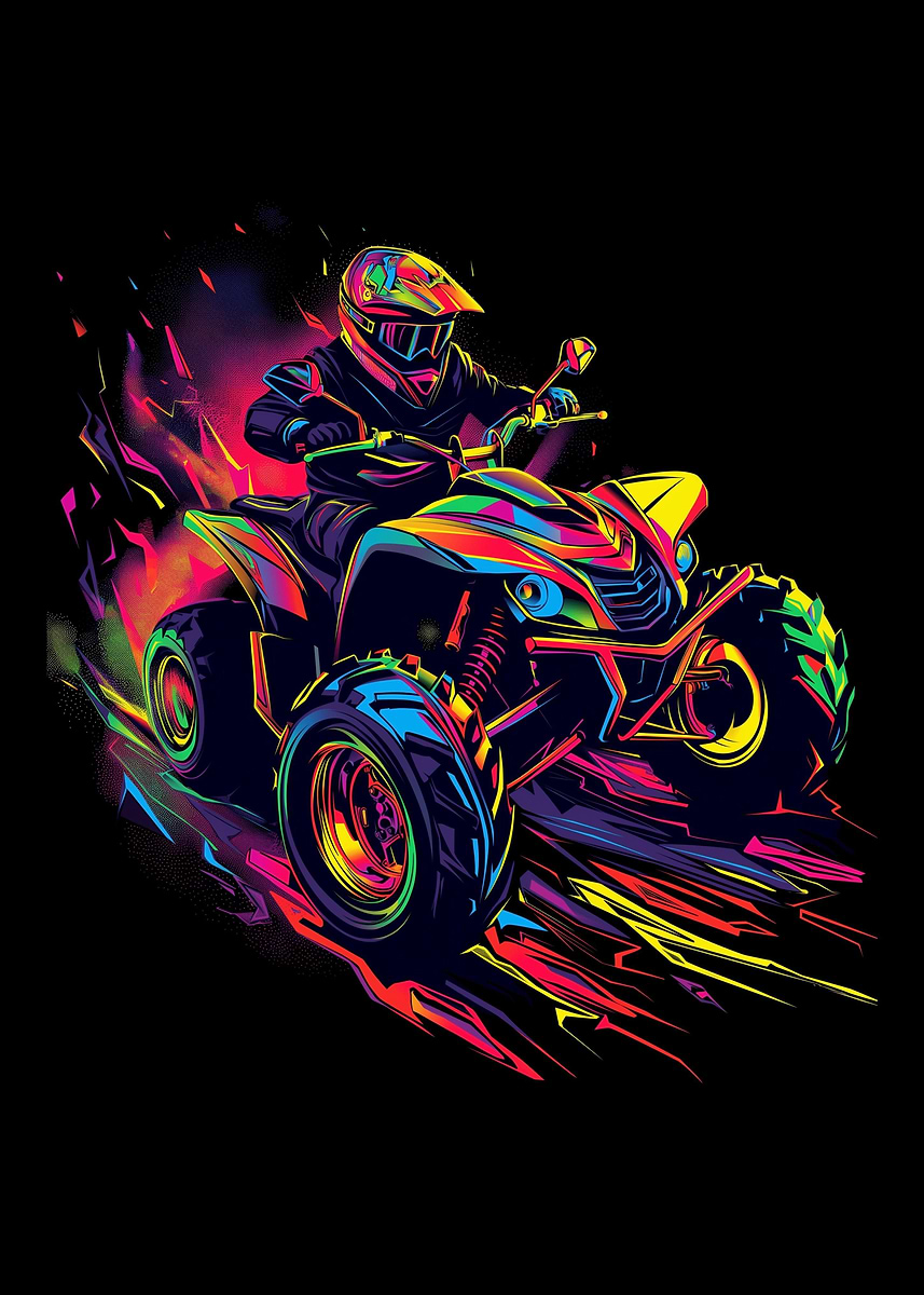 Atv Quad 4 Wheeler Pop Art' Poster, picture, metal print, paint by