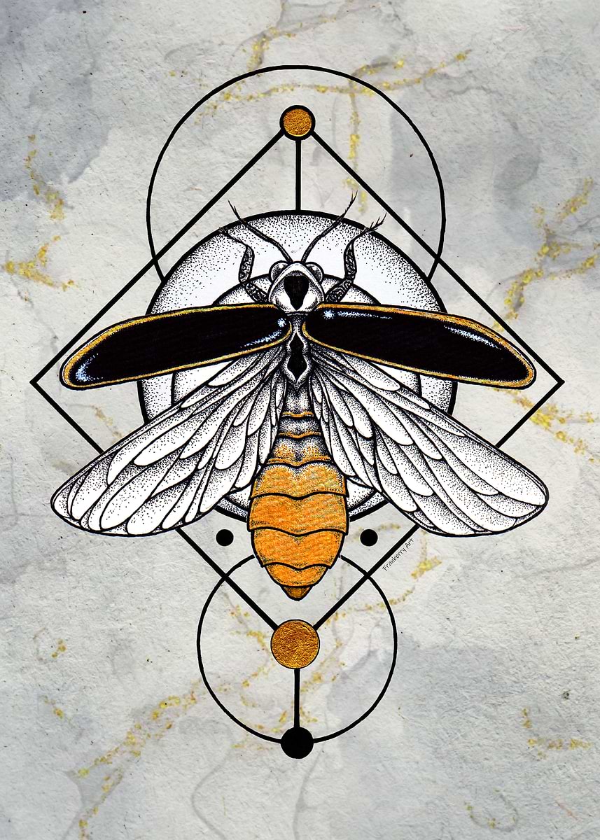 'Firefly in Gold' Poster, picture, metal print, paint by Franberry Art ...