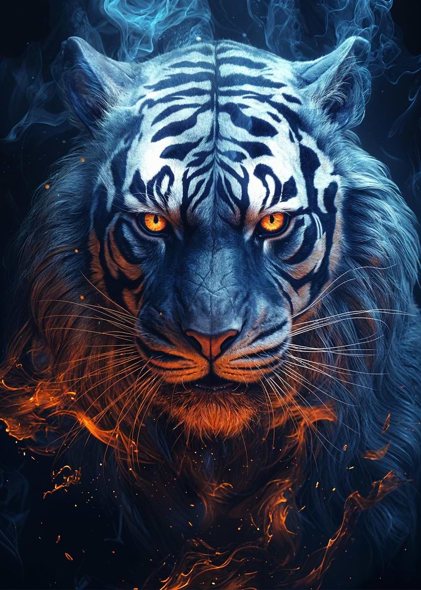 Cosmic Celestial Tiger' Poster, picture, metal print, paint by