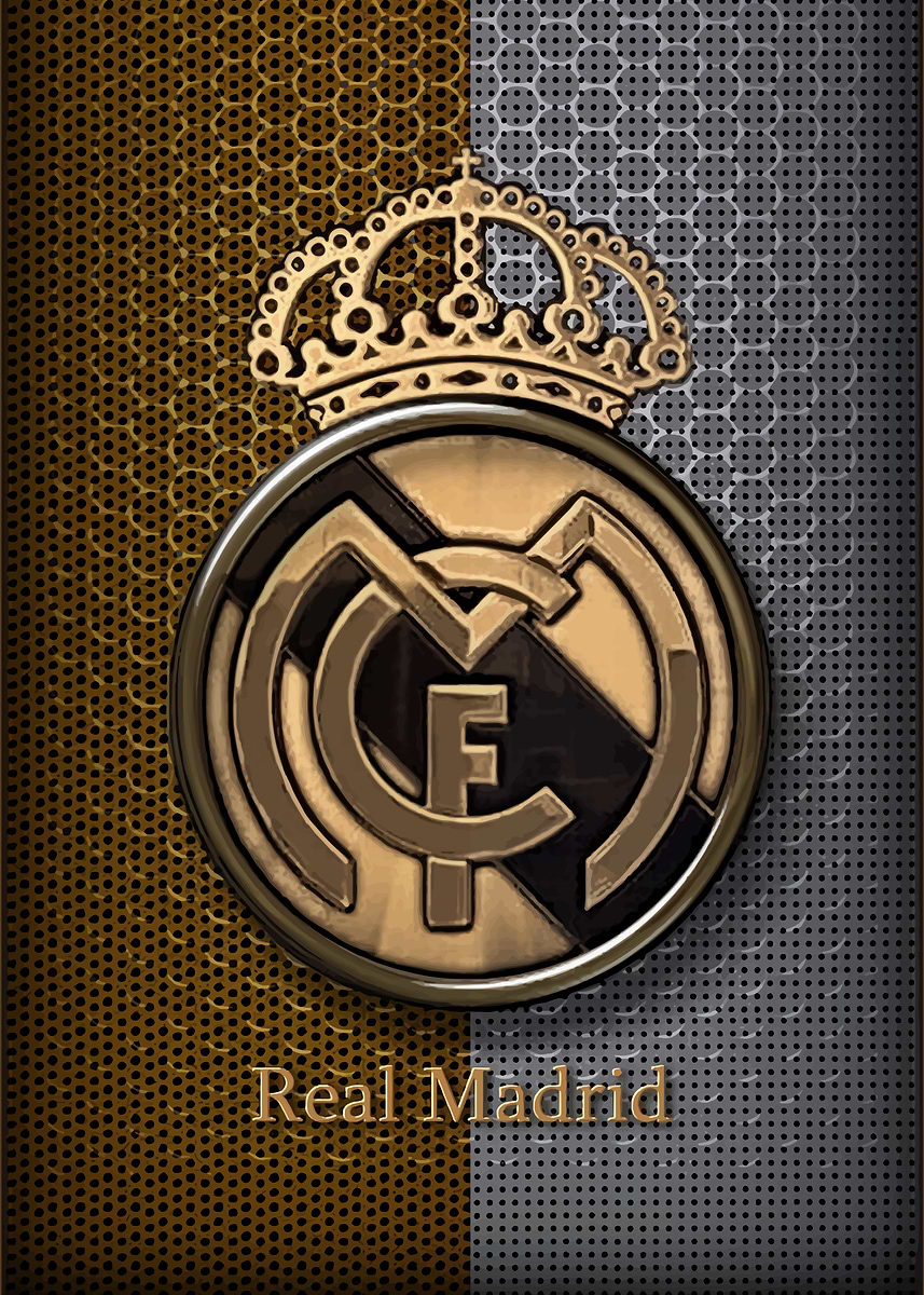 Real Madrid Logo Gold' Poster, picture, metal print, paint by Zeds
