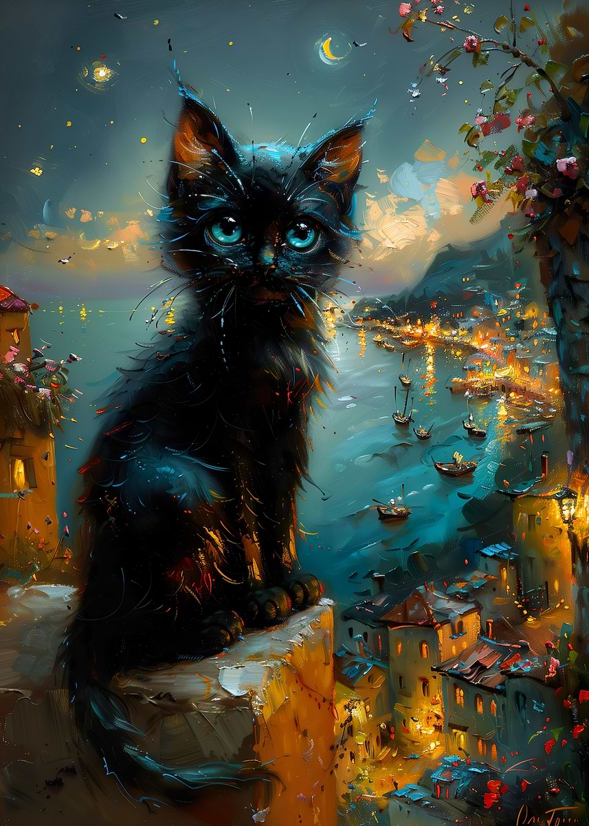 Displate ディスプレイット黒化け猫 メタルポースター 【公式通販】