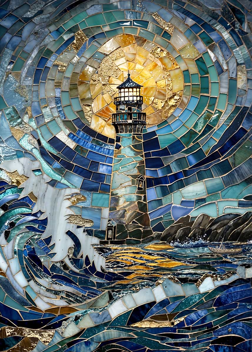 Guiding Light Mosaic Art — from the Mosaic Marvel collection, a Pixaverse metal print