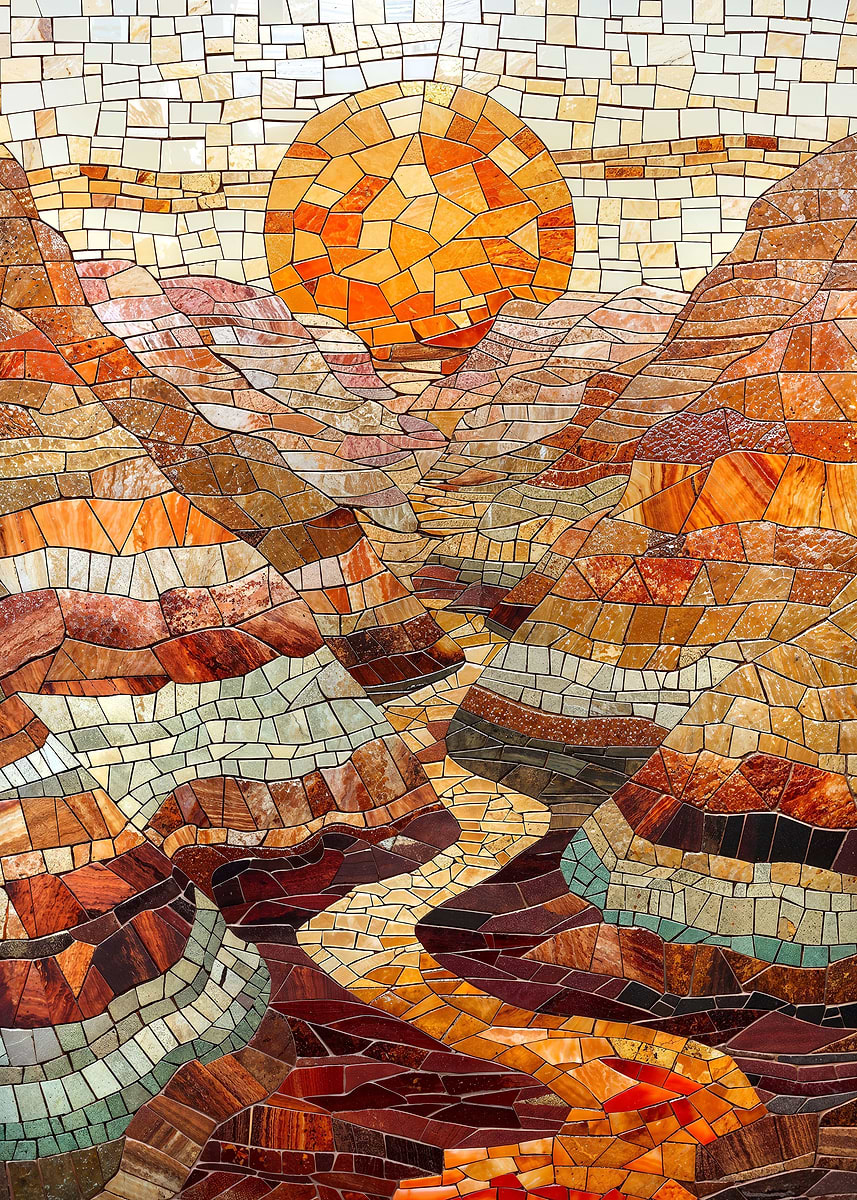 Majestic Canyon Sunset Art — from the Mosaic Marvel collection, a Pixaverse metal print