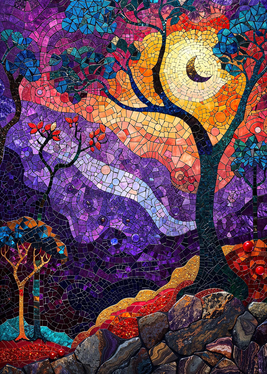 Twilight Forest Mosaic — from the Mosaic Marvel collection, a Pixaverse metal print