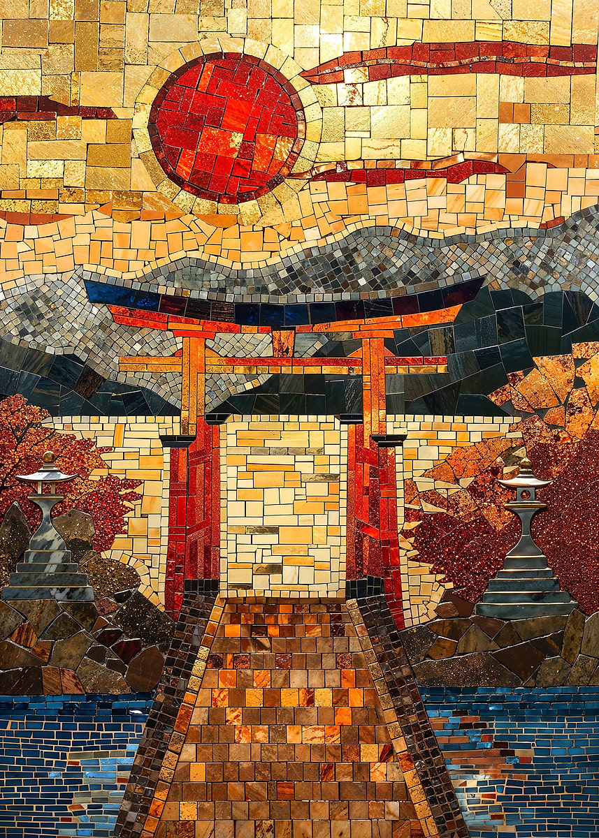 Sacred Torri Path Mosaic — from the Mosaic Marvel collection, a Pixaverse metal print