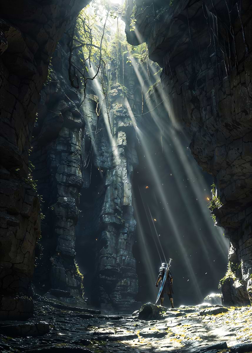 Light in the Darkness — from the Forgotten Fantasy Realms collection, a Pixaverse metal print