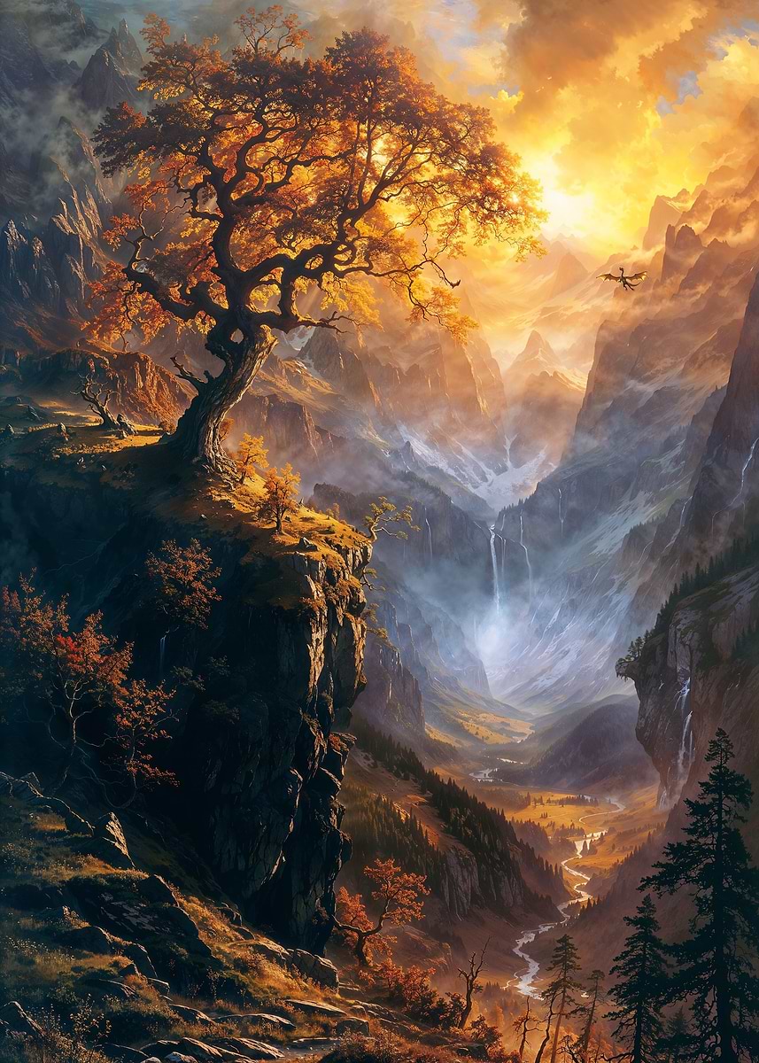Dragons Domain — from the Forgotten Fantasy Realms collection, a Pixaverse metal print