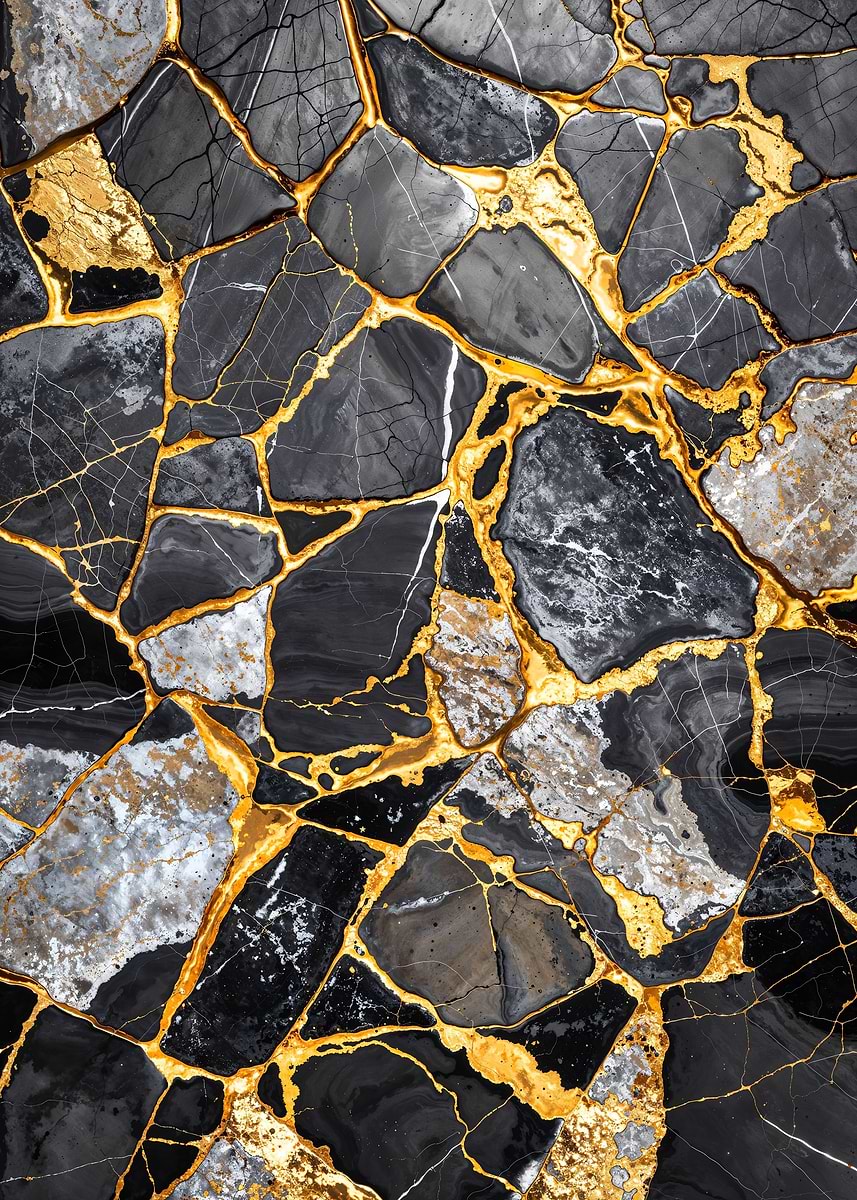 Liquid Gold Elegance — from the Precious Metal Reforged collection, a Pixaverse metal print