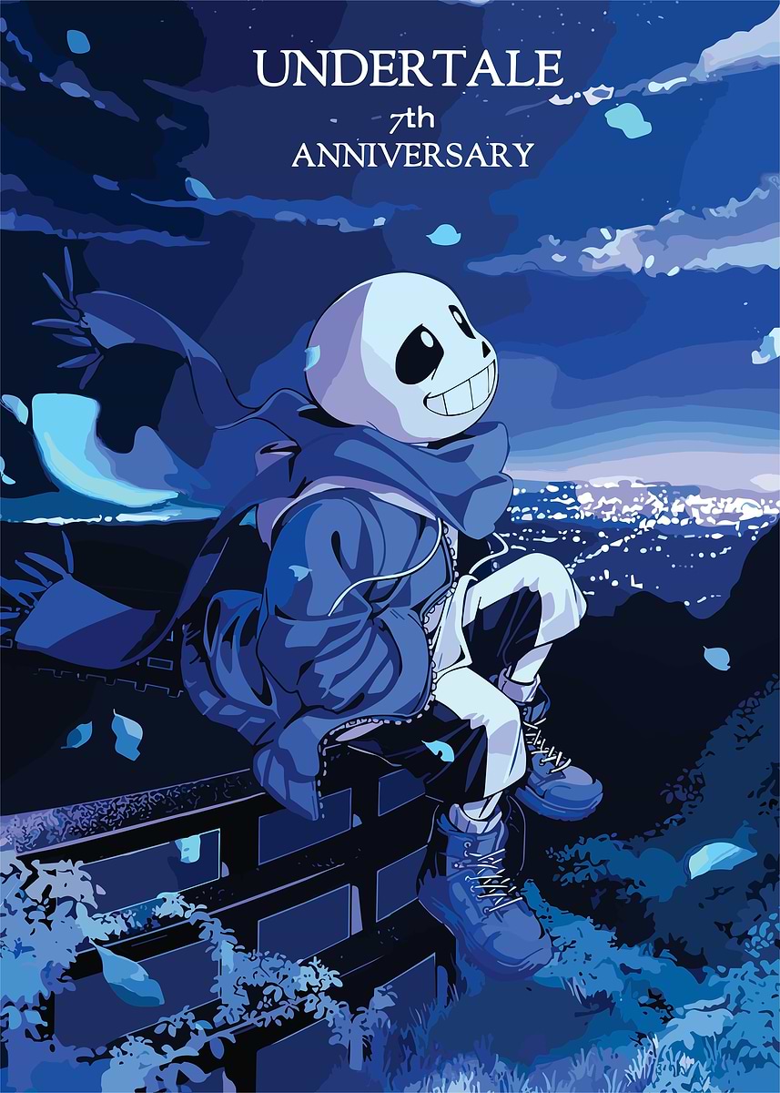 Undertale Sans' Poster, picture, metal print, paint by Trona