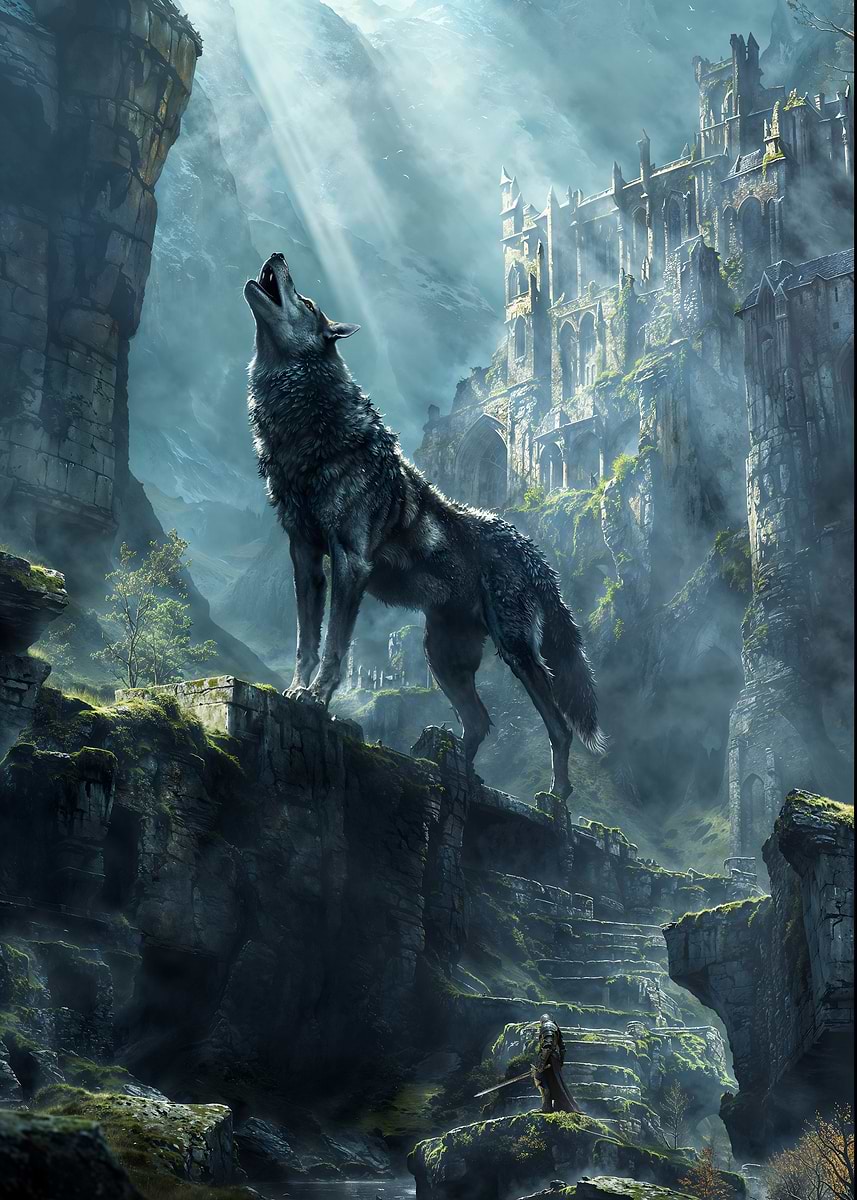 Howl of the Ancients — from the Forgotten Fantasy Realms collection, a Pixaverse metal print