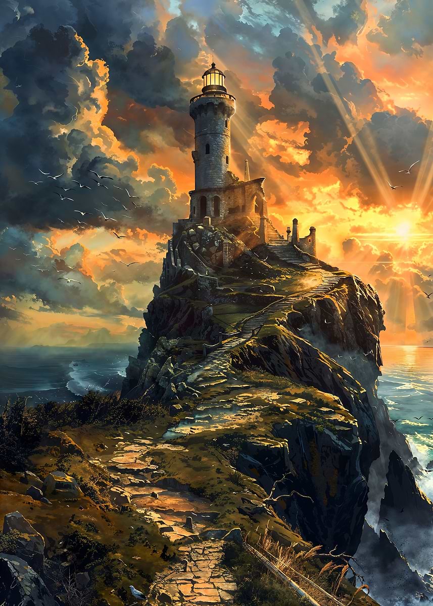 Old Guardian of the Coast — from the Forgotten Fantasy Realms collection, a Pixaverse metal print