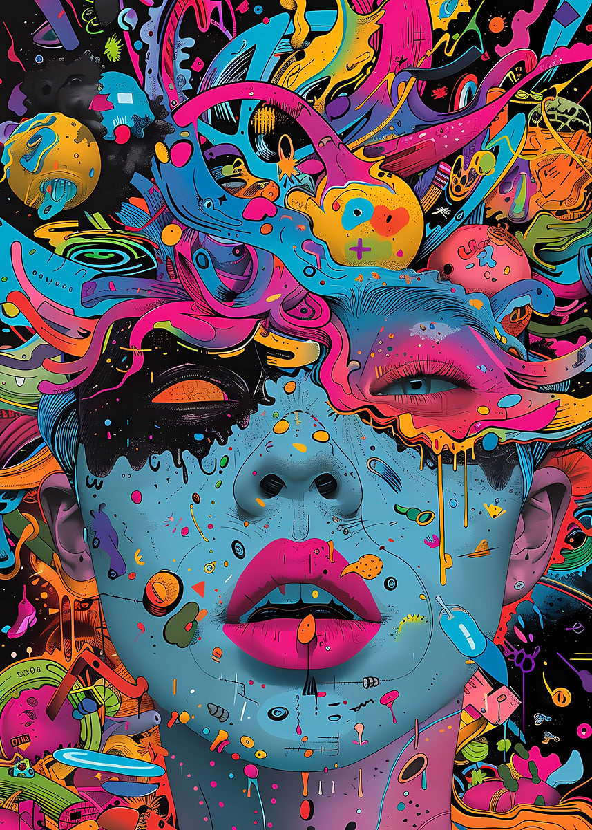 Vibrant Abstract Chaos' Poster, picture, metal print, paint by