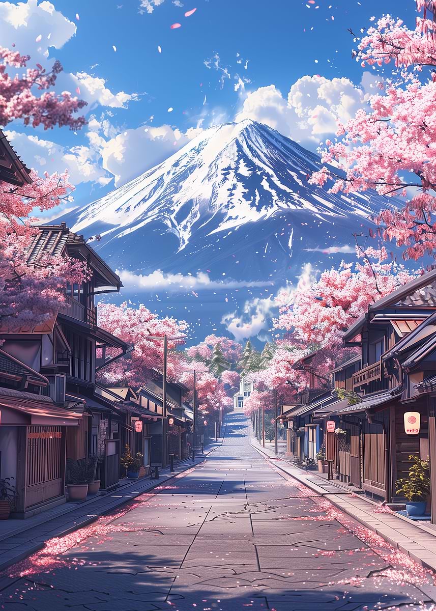 Pastel Fuji Mountain' Poster, picture, metal print, paint by