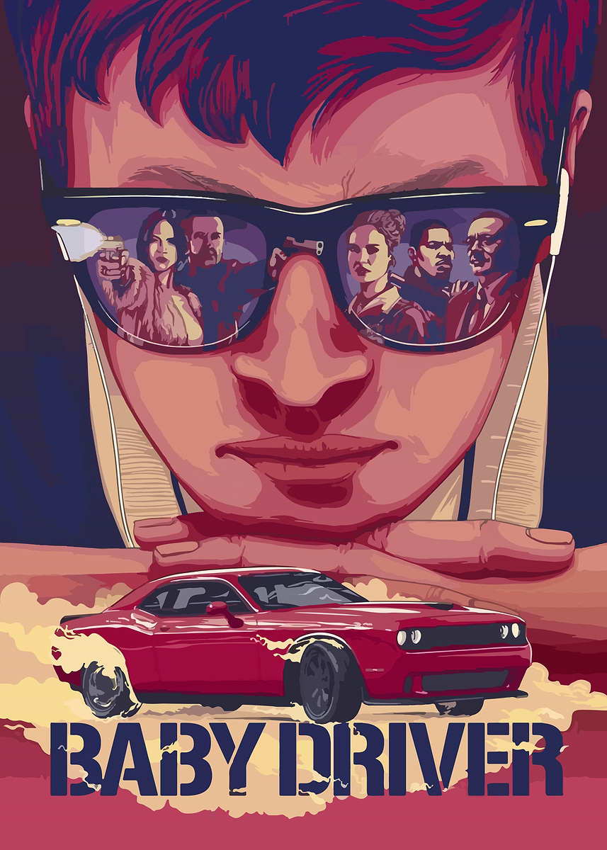 baby driver cars retro' Poster, picture, metal print, paint by
