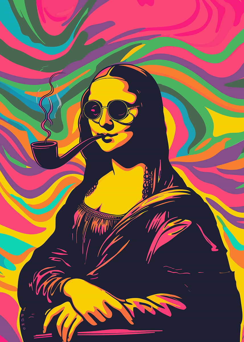 Pop Hippie Mona Lisa Art' Poster, picture, metal print, paint by