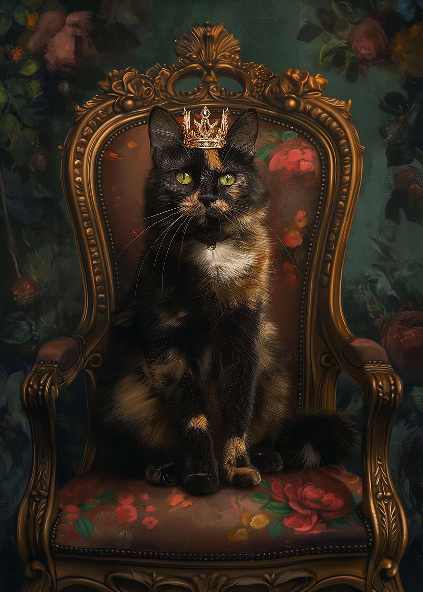 Queen Tortoiseshell Cat' Poster, picture, metal print, paint by