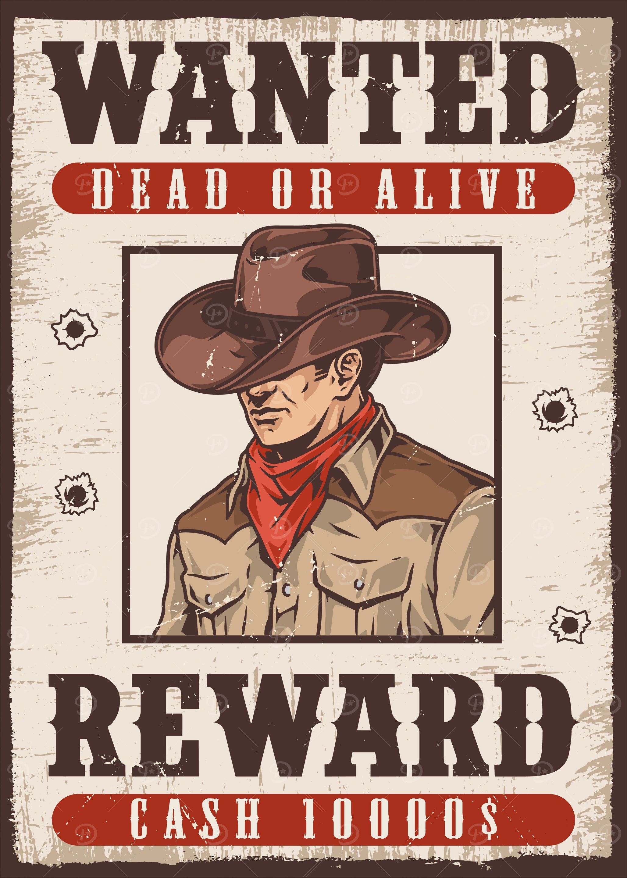Wanted Dead or Alive' Poster, picture, metal print, paint by