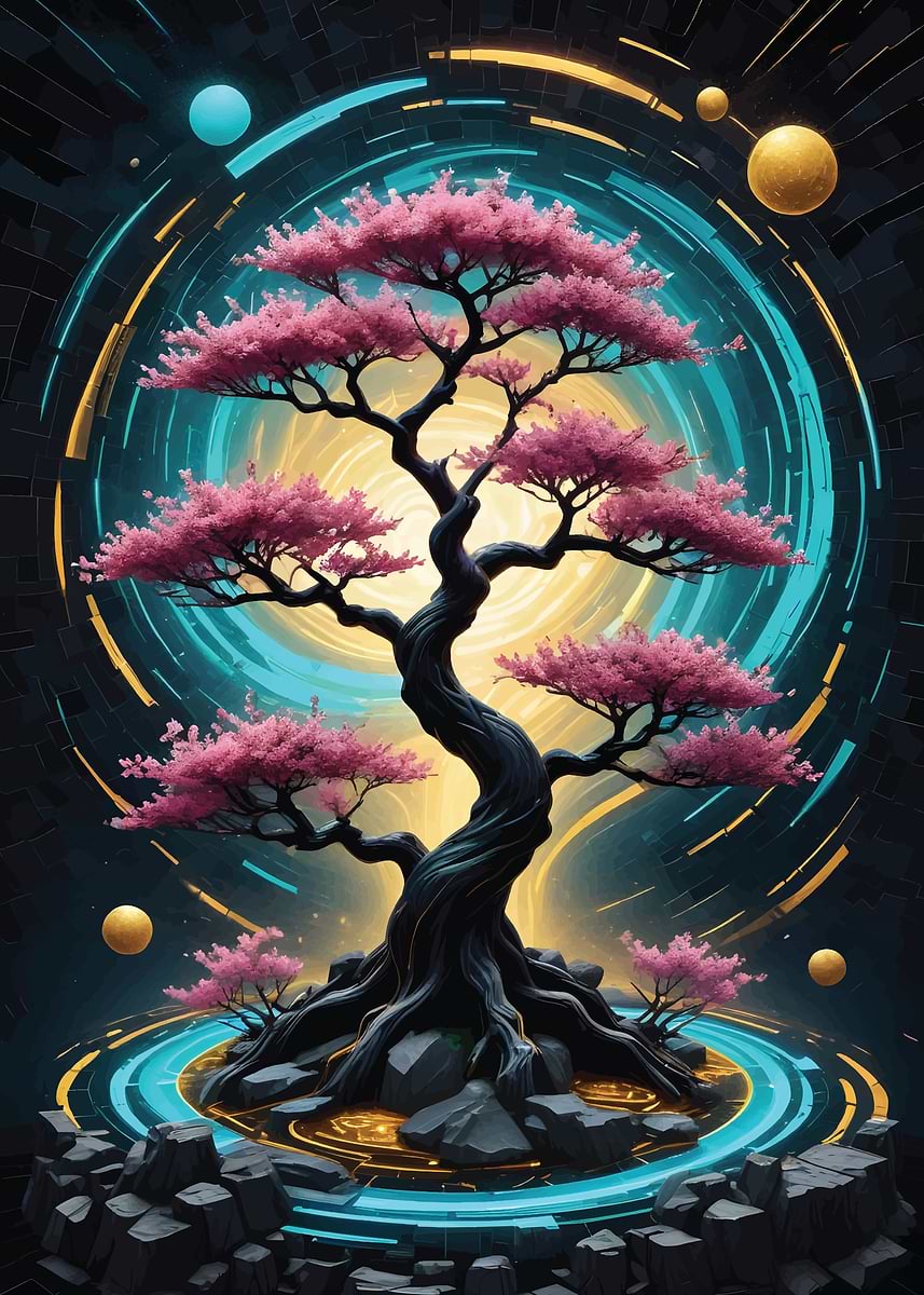 Cyberpunk Bonsai Tree' Poster, picture, metal print, paint by ALEX