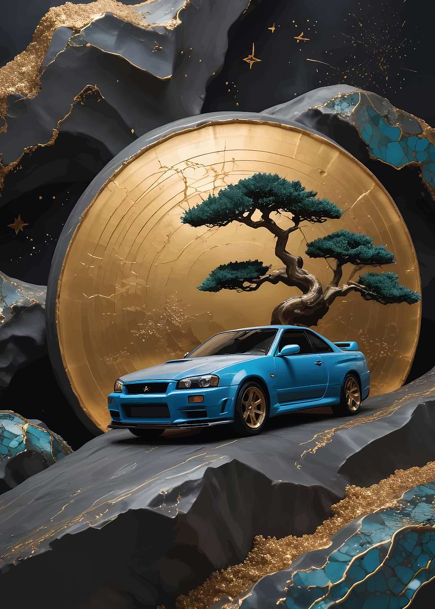 Nissan R34 Bonsai Tree' Poster, picture, metal print, paint by