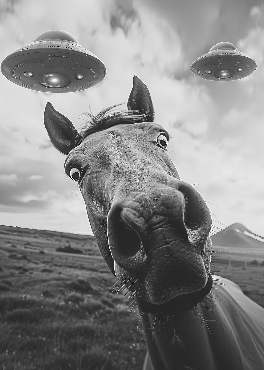 'UFO Alien Horse' Poster, picture, metal print, paint by Henning ...