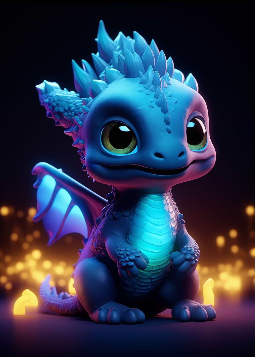 Cute Baby Dragon' Poster, picture, metal print, paint by Displate