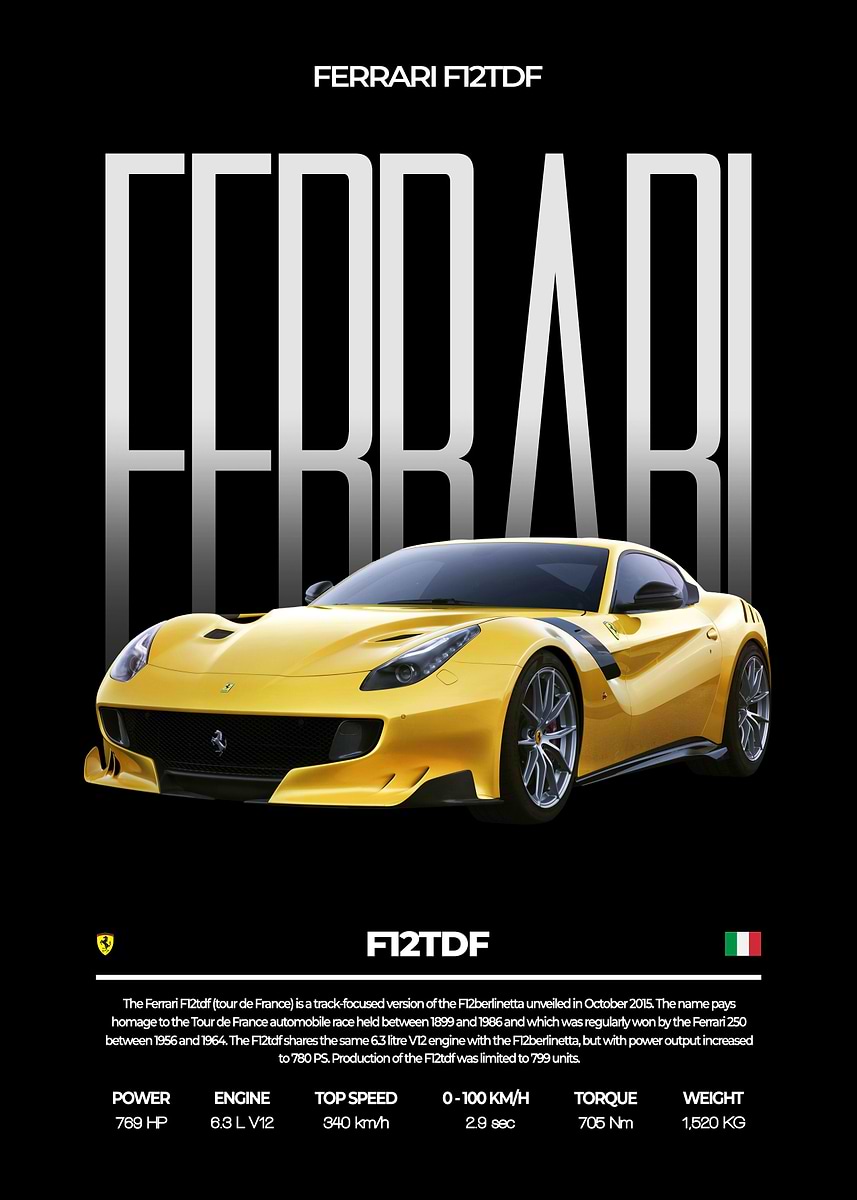 Ferrari F12tdf' Poster, picture, metal print, paint by Conceptual
