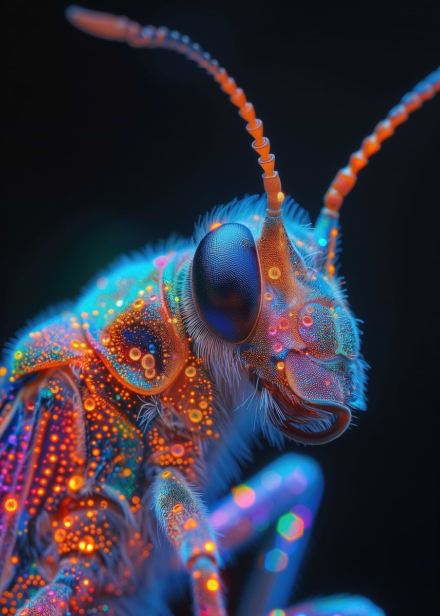 'Insects in neon' Poster, picture, metal print, paint by Artsynth ...