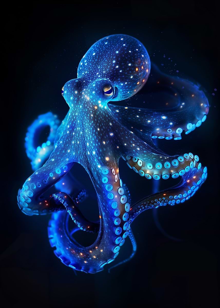 Neon Octopus Poster, Picture & Metal Print – Marine Life | Displate
