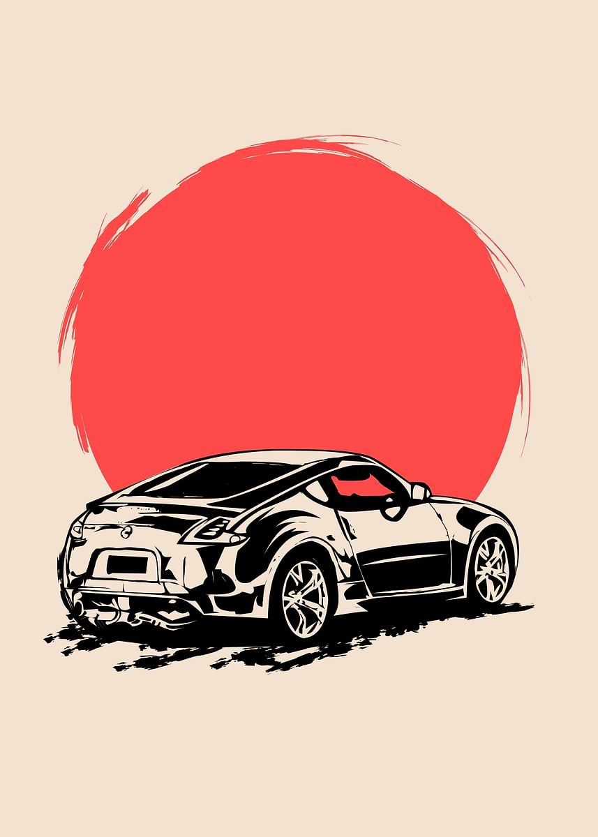 貼り絵 Nissan 370z art' Poster, picture, metal print, paint by Dark Art