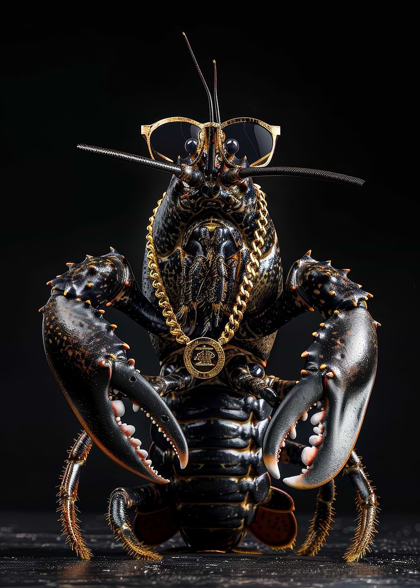 Laboth Gangter 'Black lobster gangster' Poster, picture, metal print, paint by Steven ...