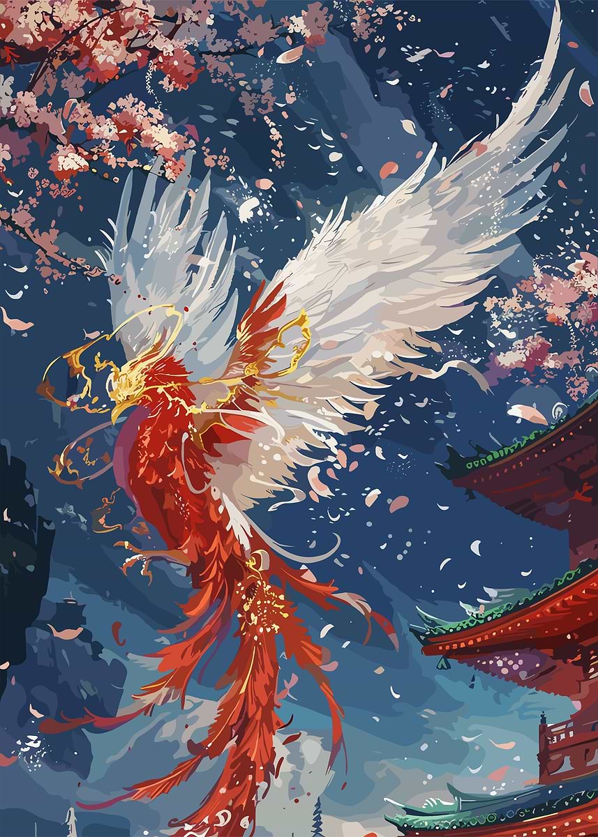 Japanese Phoenix' Poster, picture, metal print, paint by Erick
