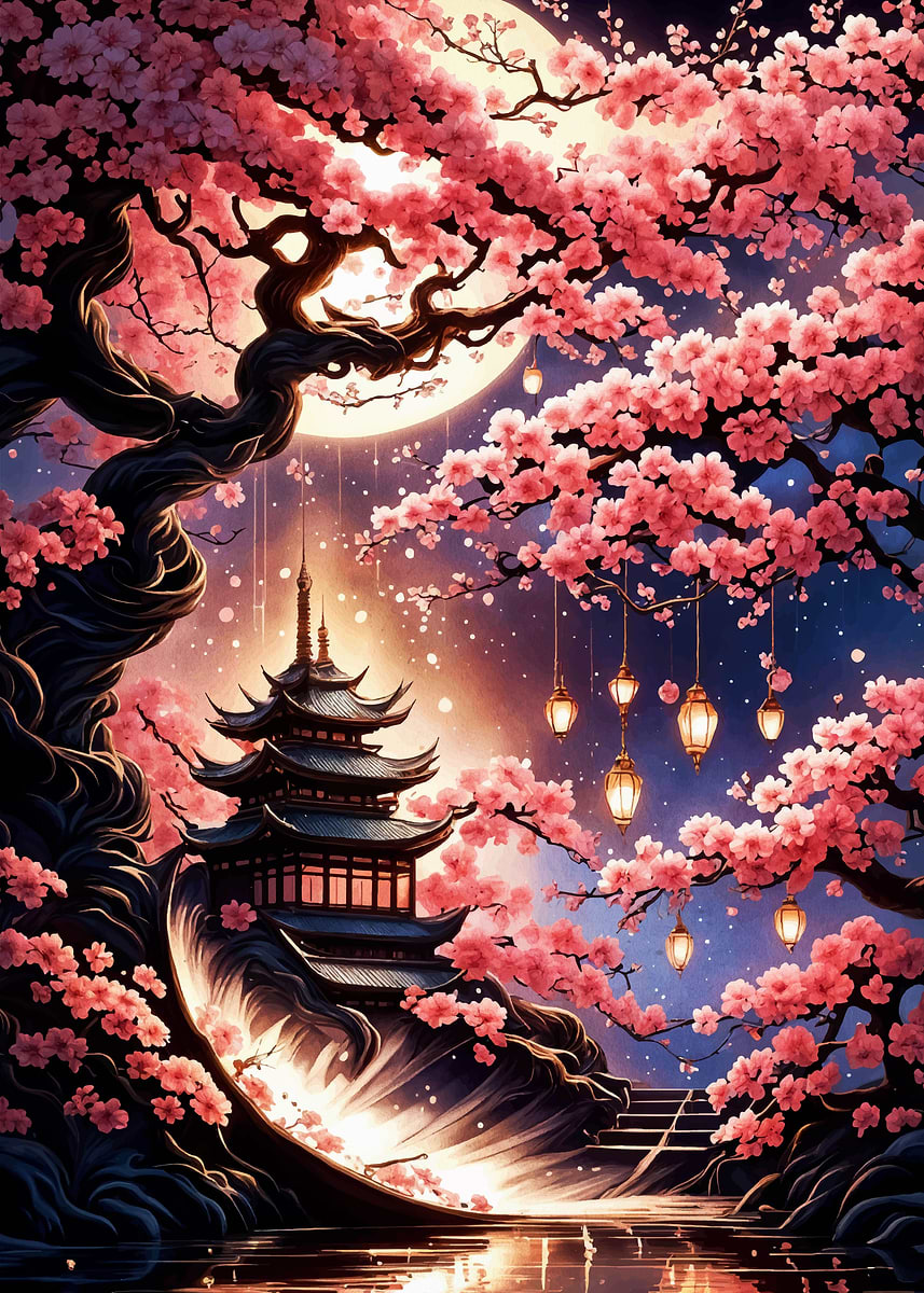 Japanese Cherry Blossom ' Poster, picture, metal print, paint by