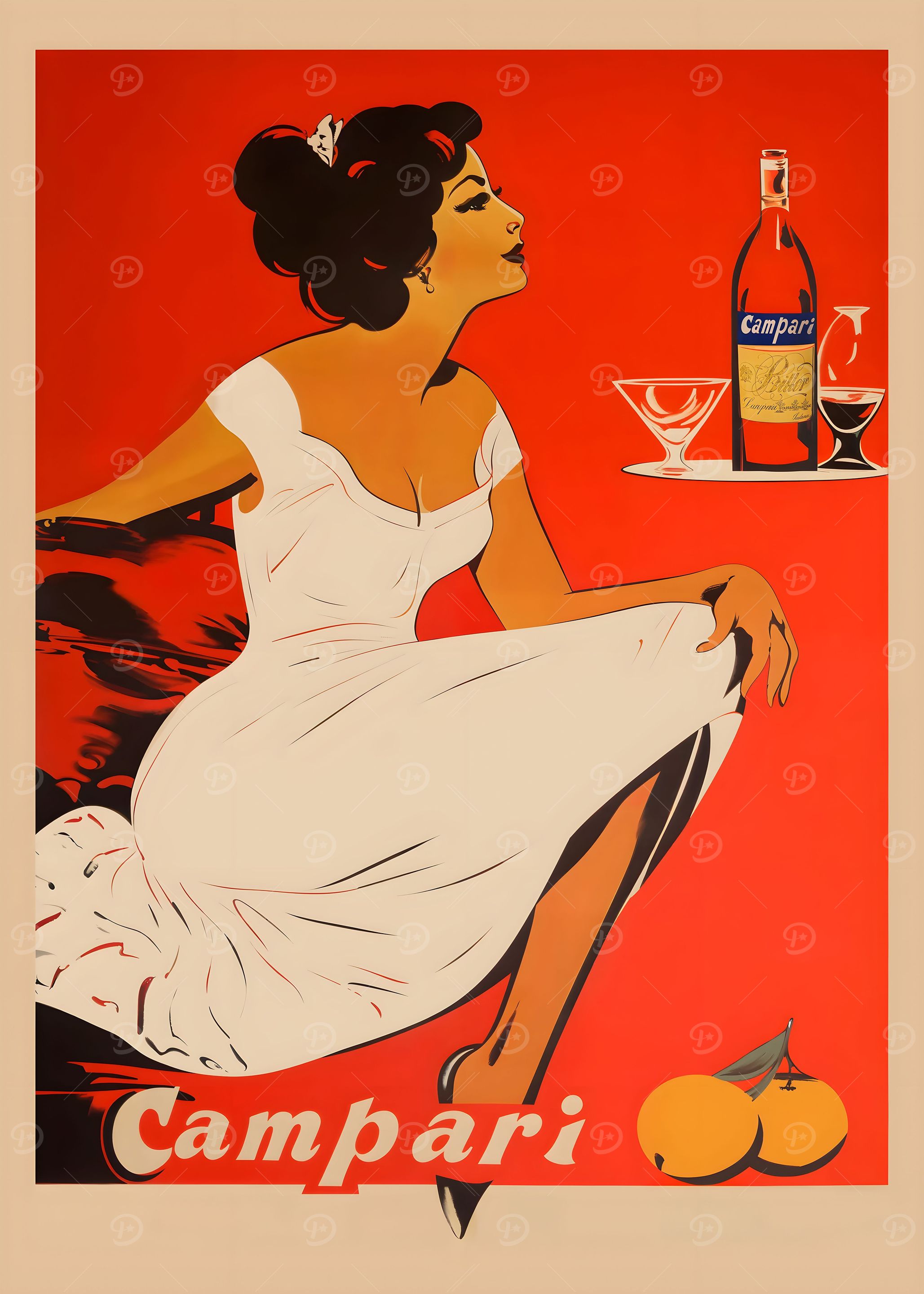 vintage wine campari' Poster, picture, metal print, paint by Oyen