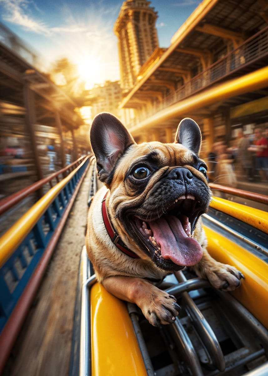 'Bulldog Coaster Blast' Poster, picture, metal print, paint by ...