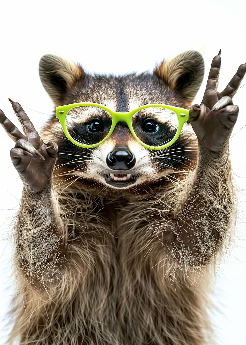 Hello Funny Racoon 'Funny Raccoon Cheers' Poster, picture, metal print, paint by EB Art ...
