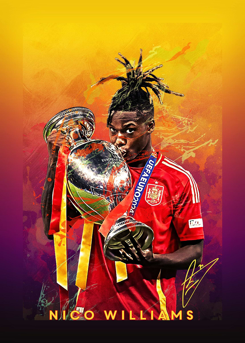 Nico Williams ' Poster, picture, metal print, paint by Joyce