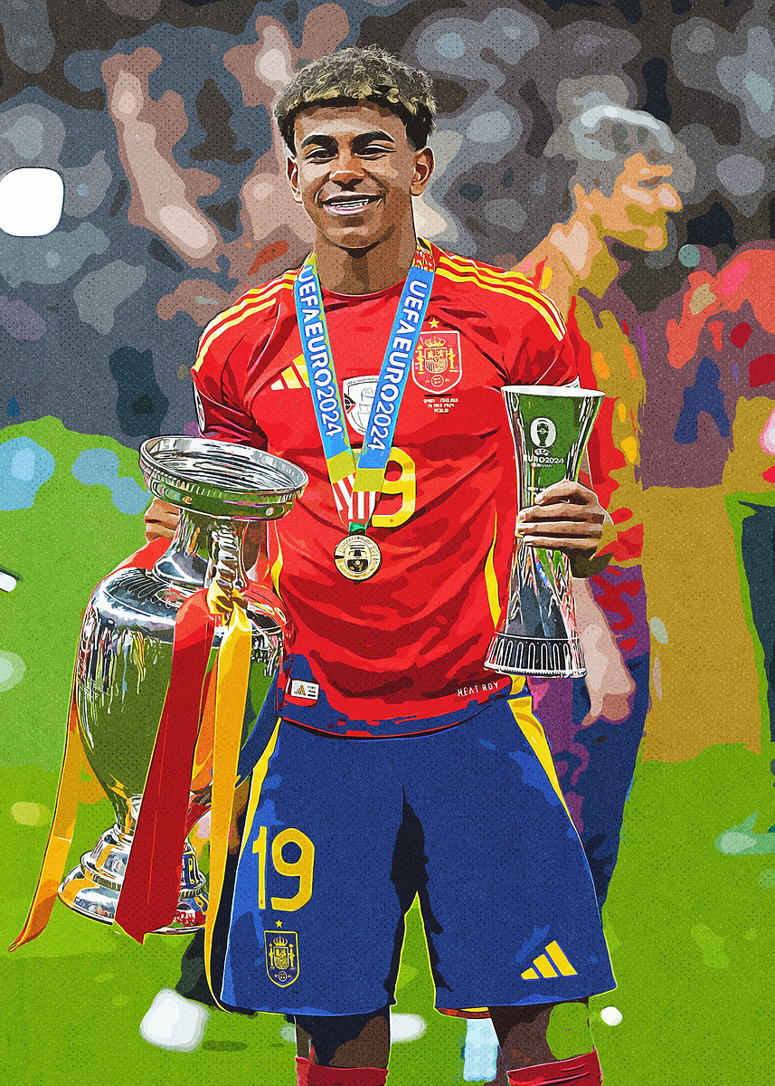 Lamine Yamal Euro 2024' Poster, picture, metal print, paint by