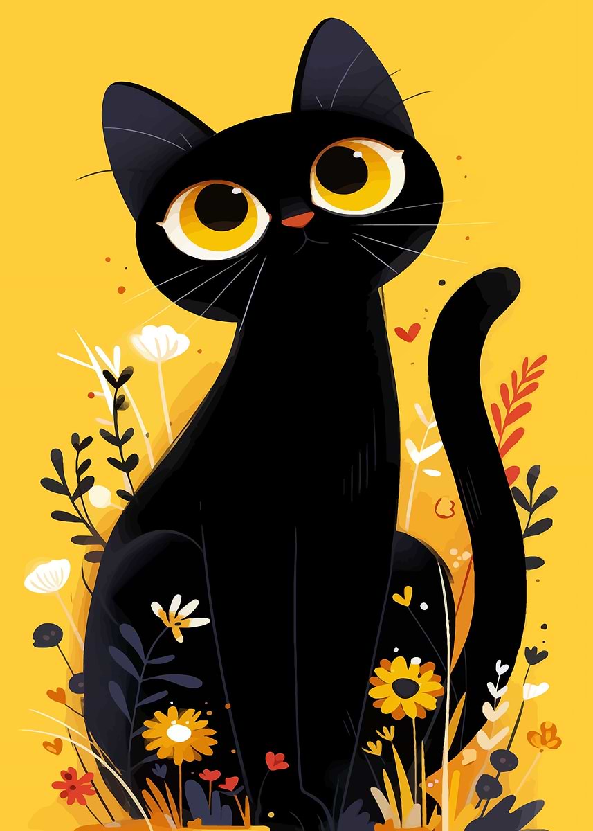 Black Cat' Poster, picture, metal print, paint by mystore for