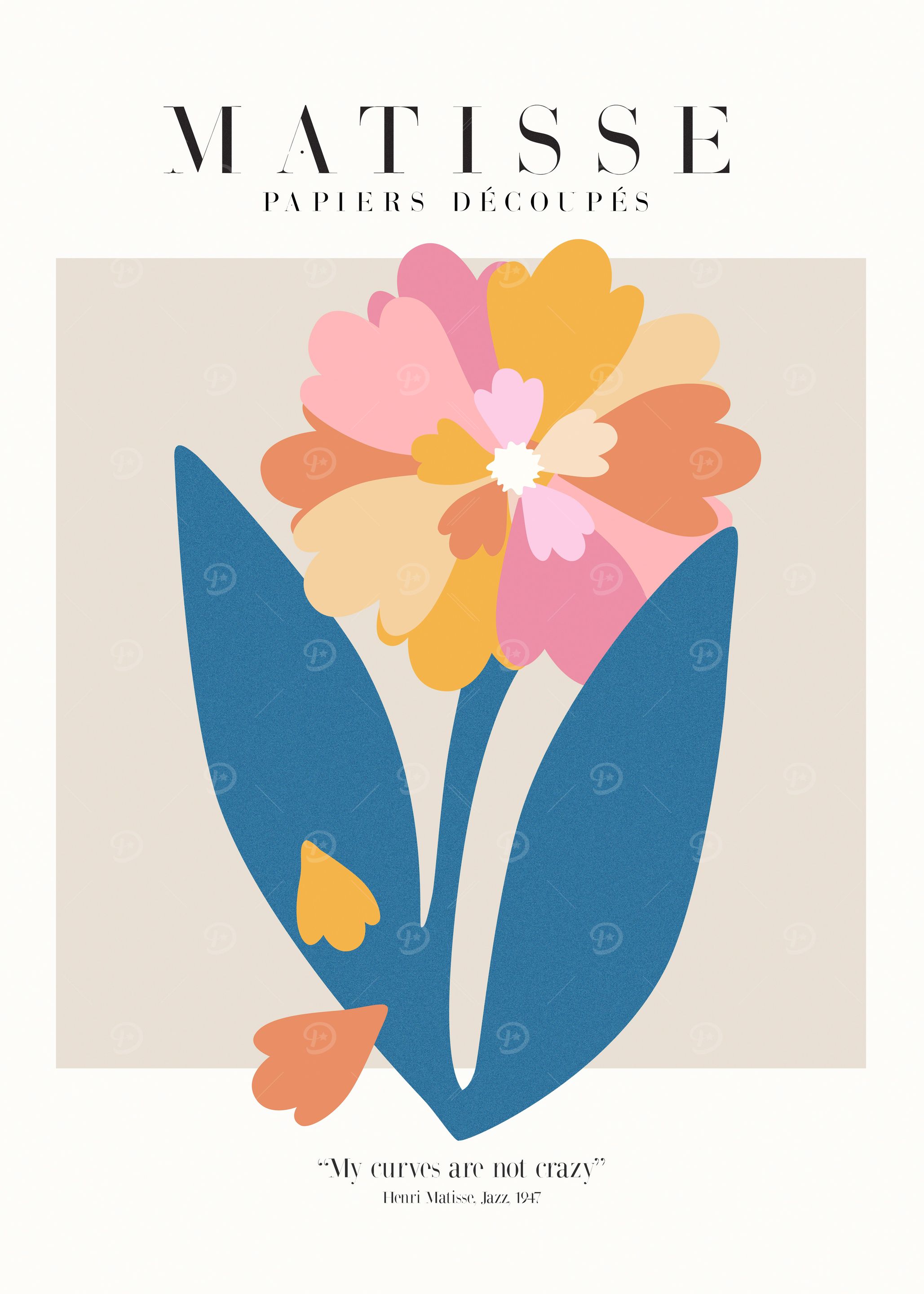 BLUE PLANT MATISSE' Poster, picture, metal print, paint by POP ART