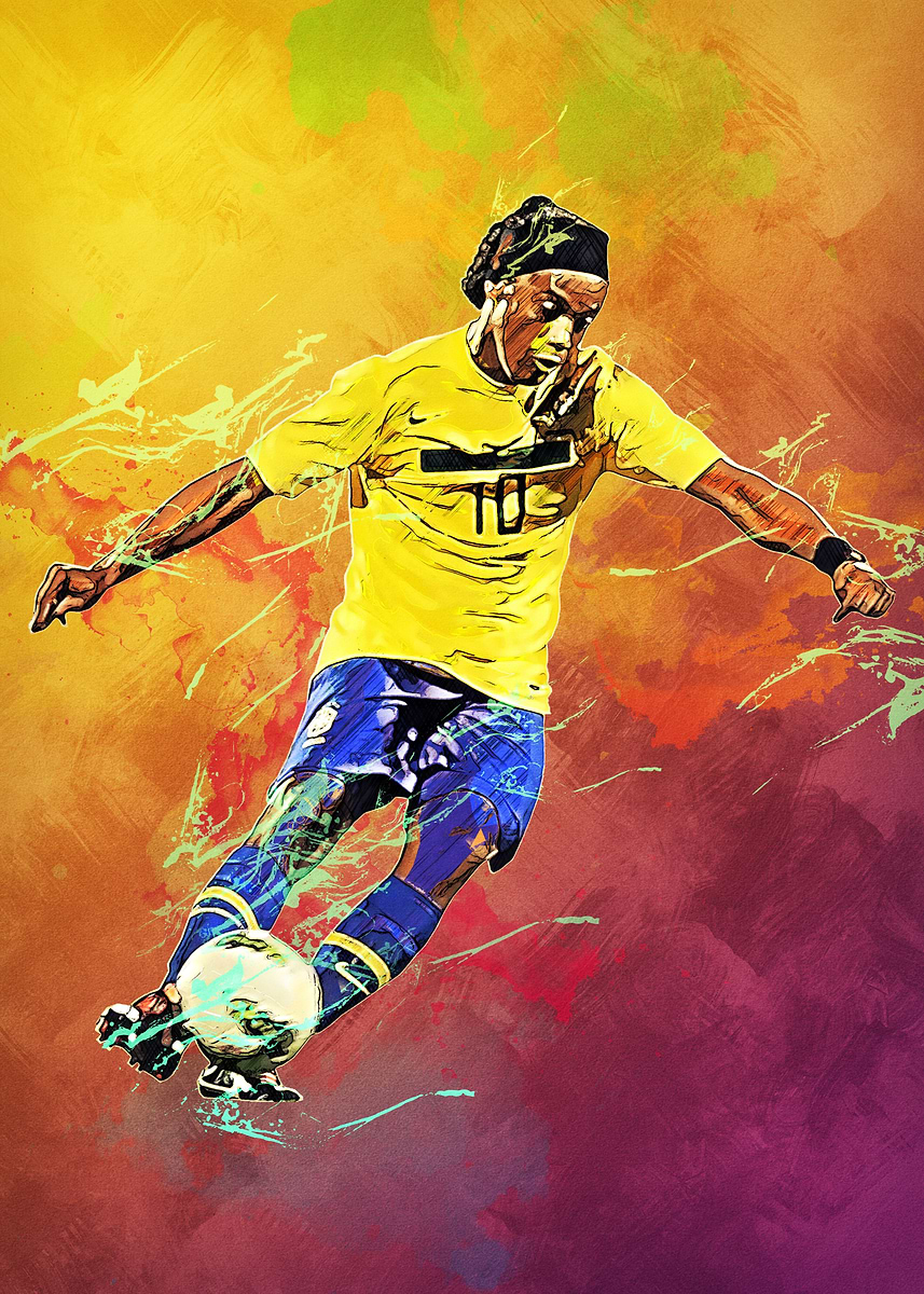 Ronaldinho Splash' Poster, picture, metal print, paint by