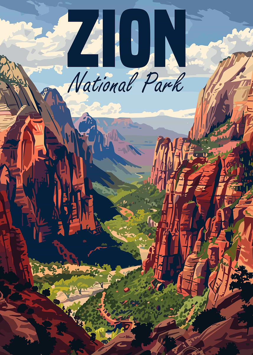Zion National Park' Poster, picture, metal print, paint by Mesh