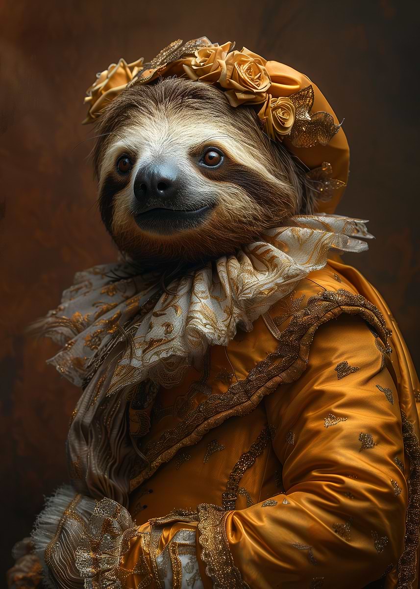 'Renaissance Sloth Majesty' Poster, picture, metal print, paint by ...