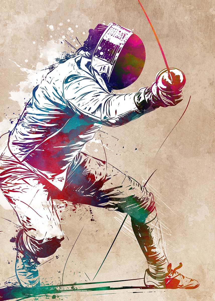 Fancing Poster 'Fencing sport art' Poster, picture, metal print, paint by JBJart ...
