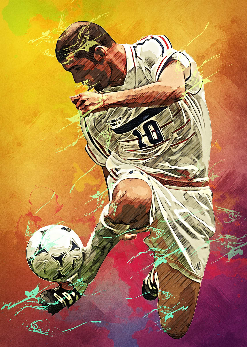 Zinedine Zidane' Poster, picture, metal print, paint by Hilda