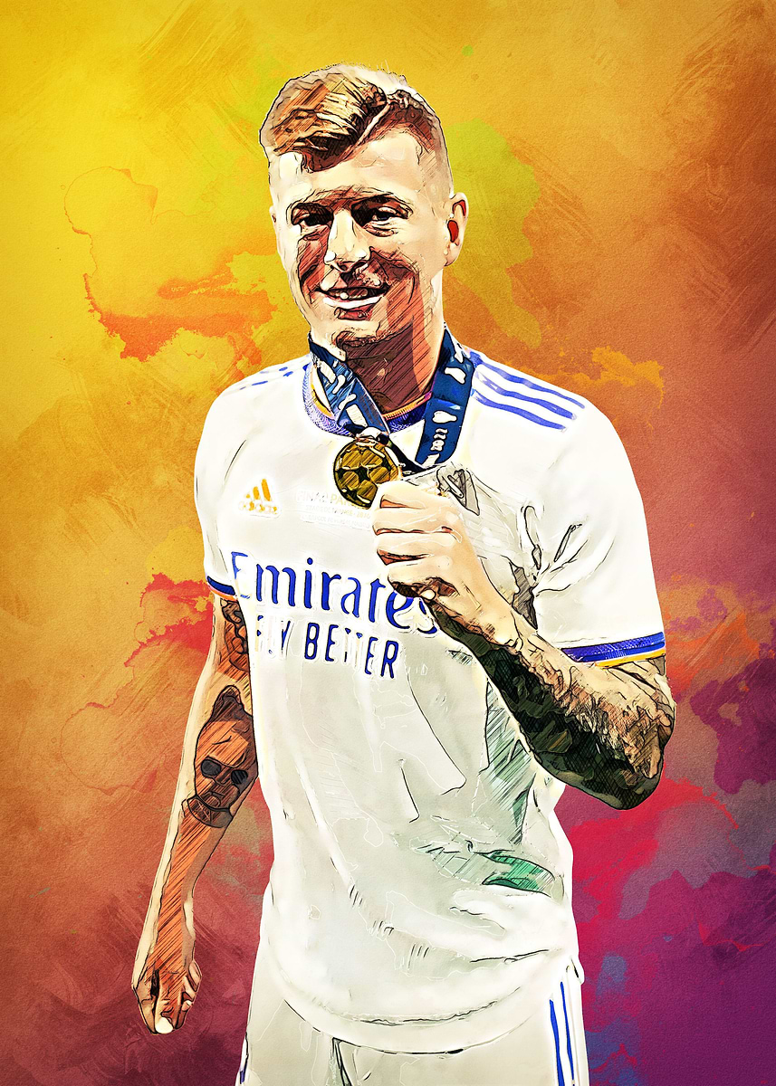 Toni Kroos' Poster, picture, metal print, paint by Angela Reichert