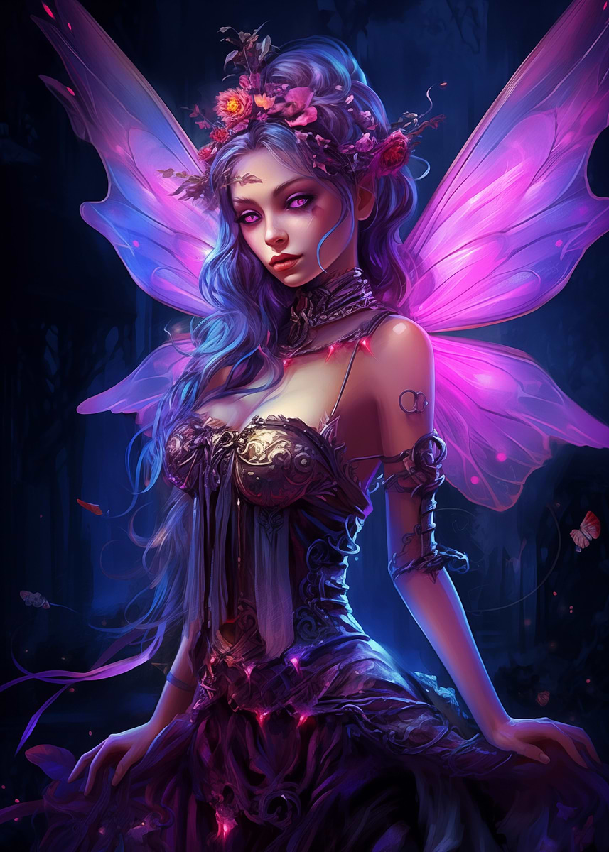 Fairy in Purple' Poster, picture, metal print, paint by Boot Hill